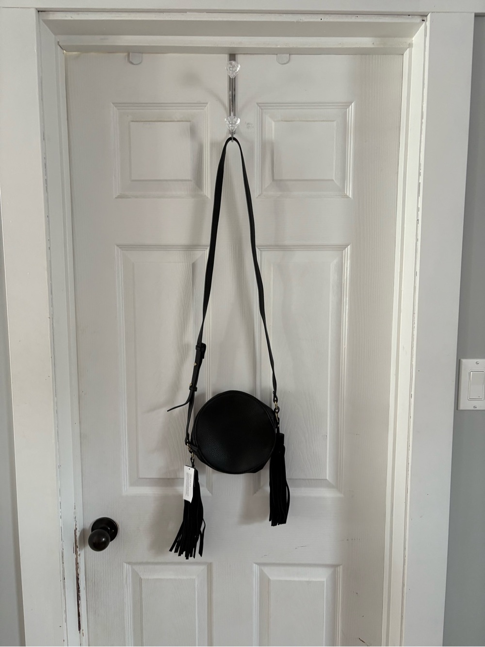 American Eagle Outfitters Black Round Crossbody with Tassels